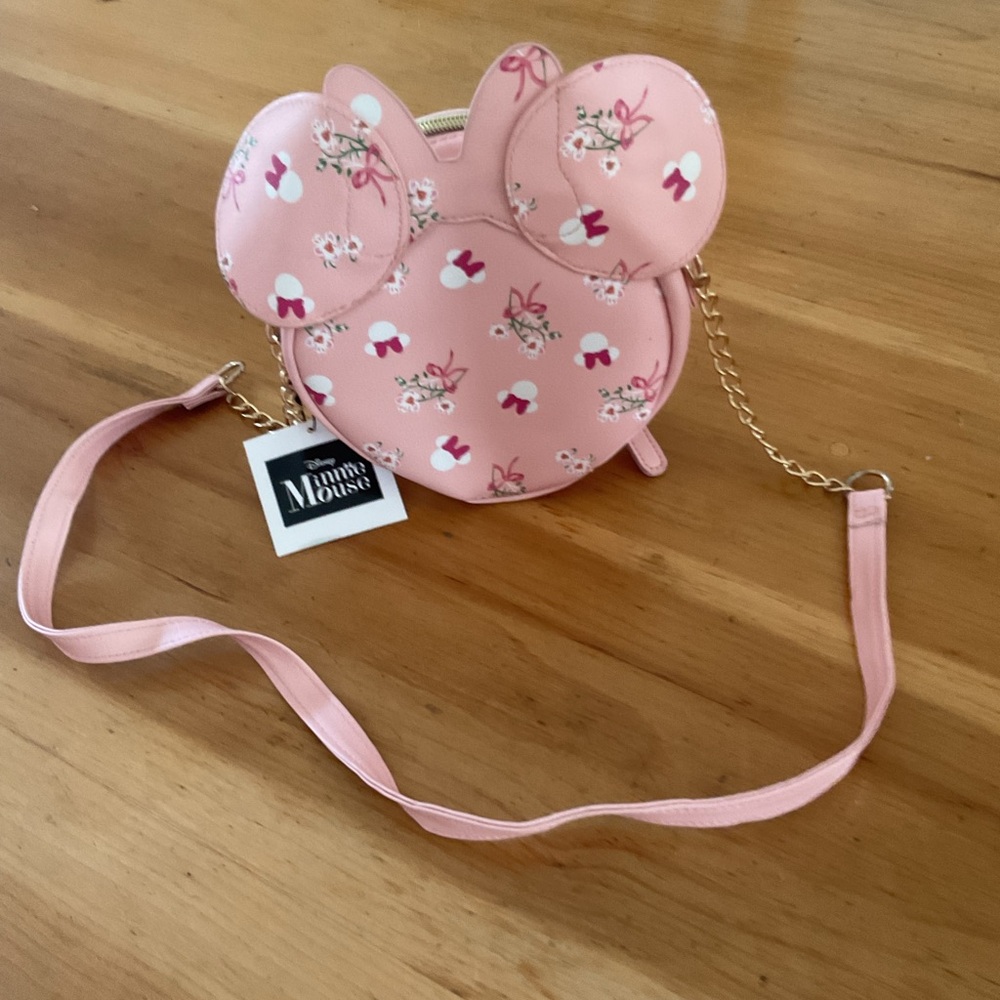 Disney Pink Minnie Mouse Floral Ear Crossbody Bag